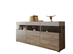 Credenza Marrone Beige 3 Ripiani 3 Ante 180x41x80h cm, 6 Vani - Fanna