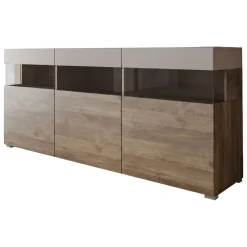 Credenza Marrone Beige 3 Ripiani 3 Ante 180x41x80h cm, 6 Vani - Fanna