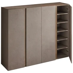 Madie|Credenze > Dmora Credenza 10 Ripiani 12 Vani 140x35x111h cm, 4 Ante - Nebbiuno Marrone Bronzo