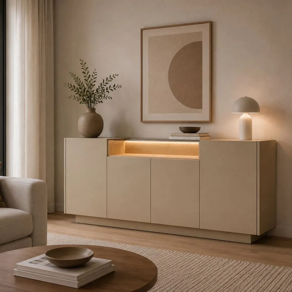 Credenza Marrone Chiaro Marrone 4 Ripiani Apertura Battente 103x40x83h cm, 4 Ante - Halefa