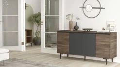 Credenza marrone e antracite 160x40x71h cm 4 ante - Arpalice