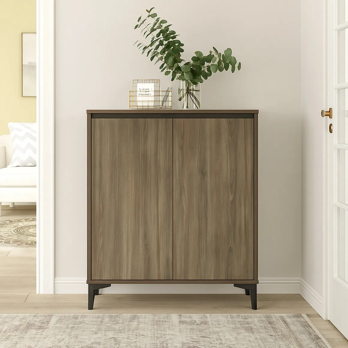 Credenza marrone e antracite 72x35x104h cm 4 ante - evariste