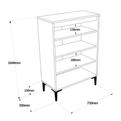 Credenza marrone e antracite 72x35x104h cm 4 ante - evariste