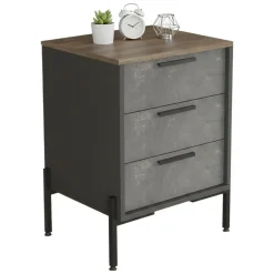 Madie|Credenze > Dmora Credenza marrone e grigia 54x44x70h cm 3 cassetti - Butchoy Grigio, Marrone