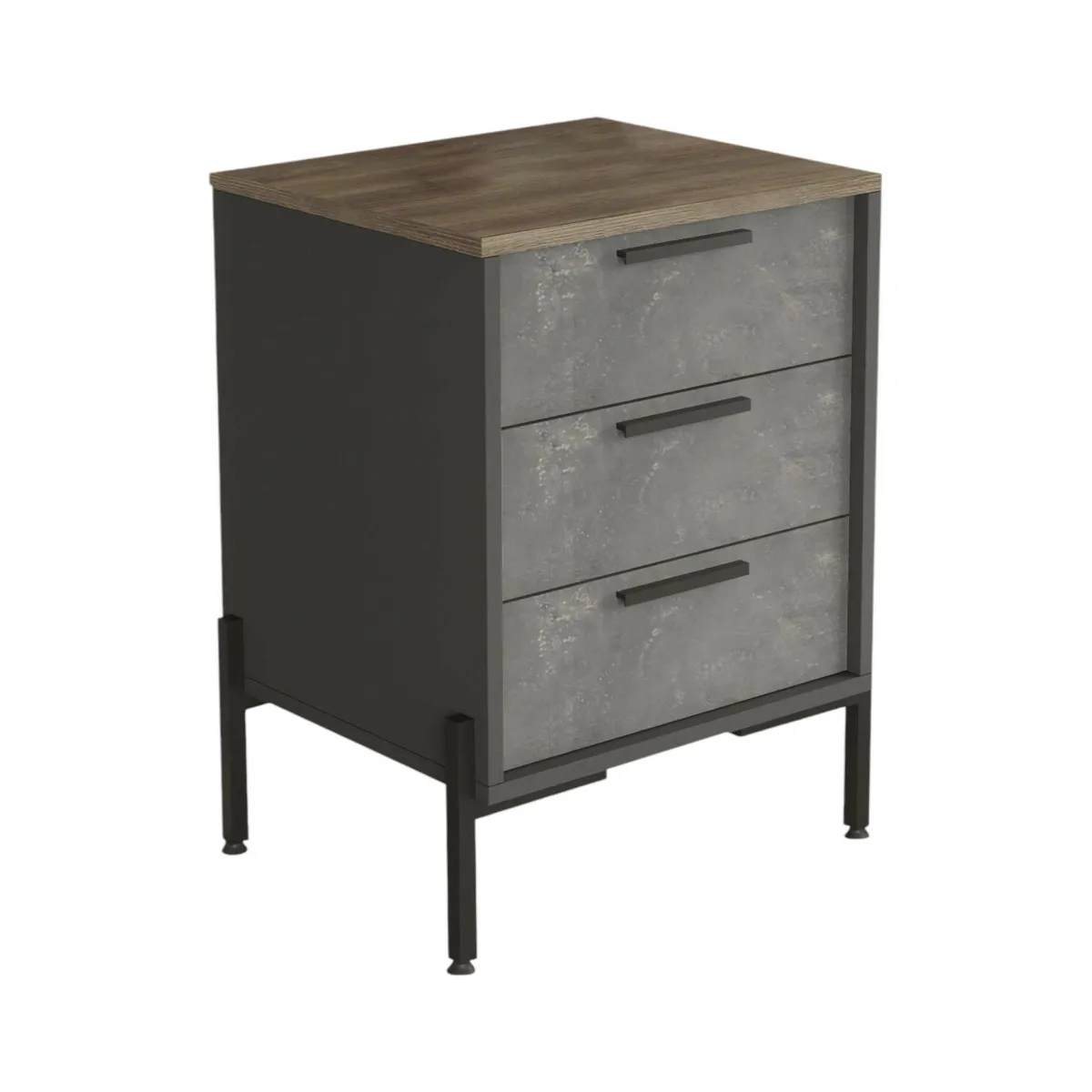 Madie|Credenze > Dmora Credenza marrone e grigia 54x44x70h cm 3 cassetti - Butchoy Grigio, Marrone