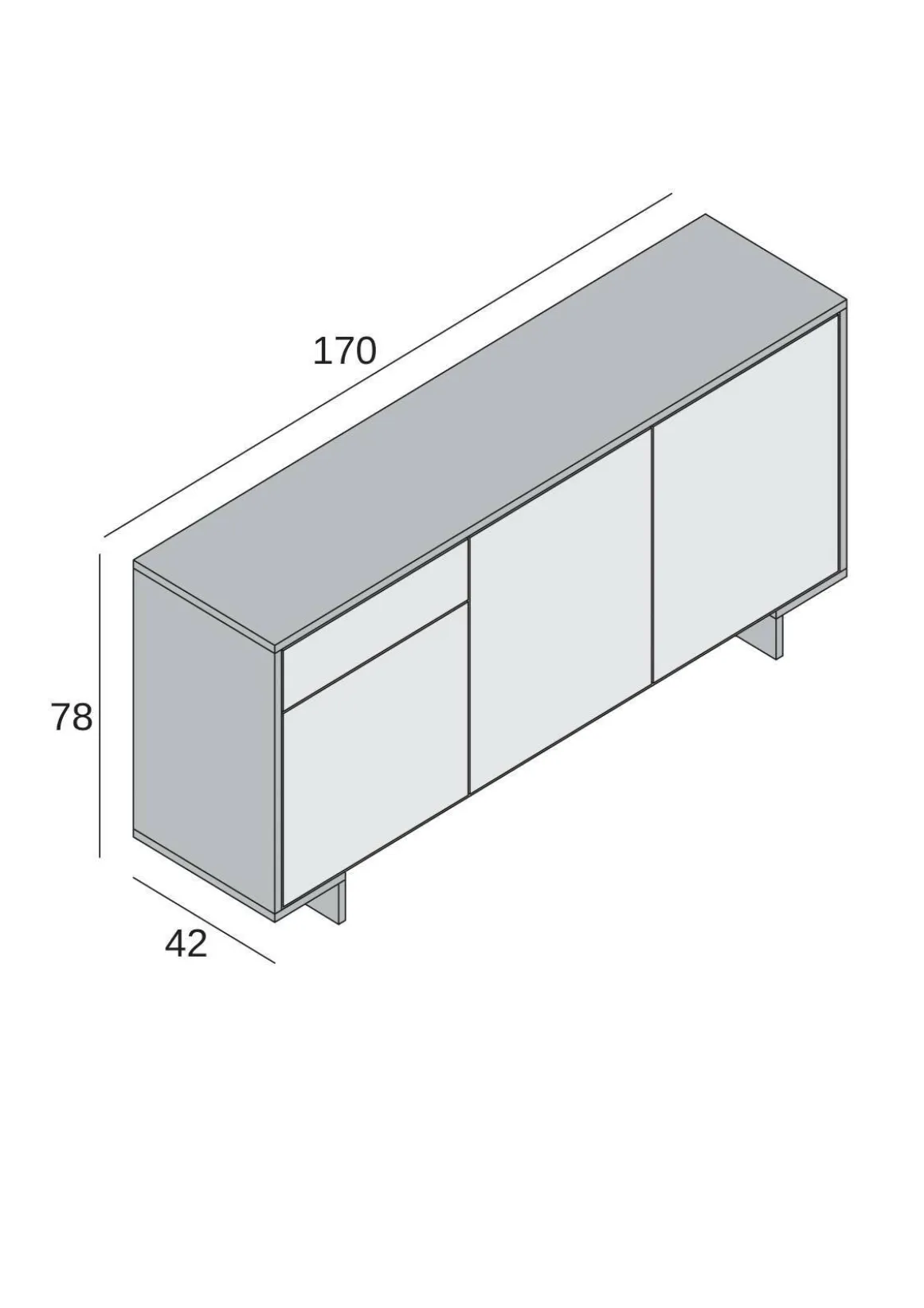 Credenza marrone e legno cannettato 170x42x78h cm 3 ante e 1 cassetto - Aronne