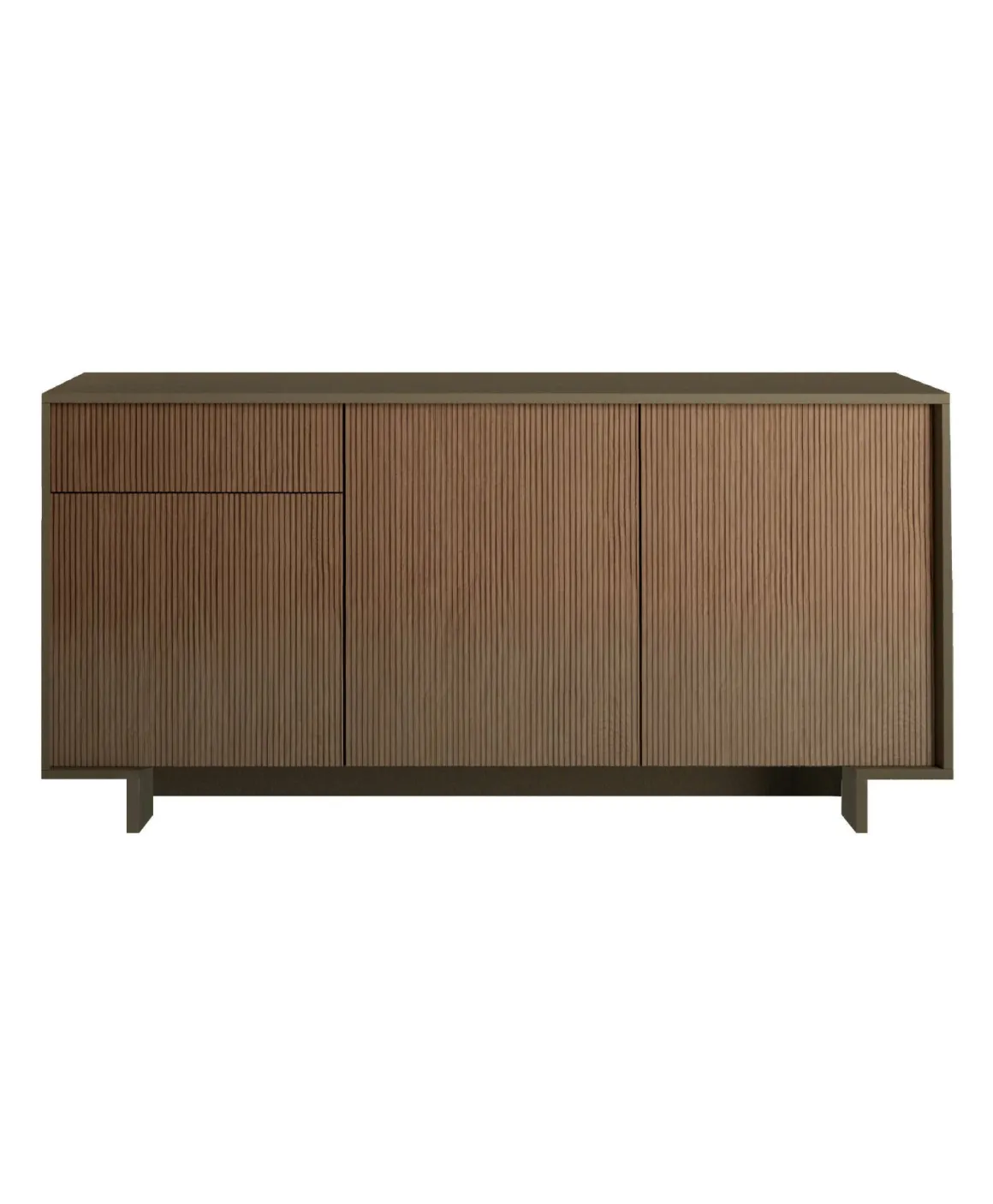 Credenza marrone e legno cannettato 170x42x78h cm 3 ante e 1 cassetto - Aronne
