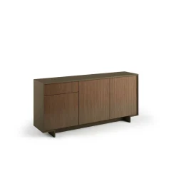 Credenza marrone e legno cannettato 170x42x78h cm 3 ante e 1 cassetto - Aronne
