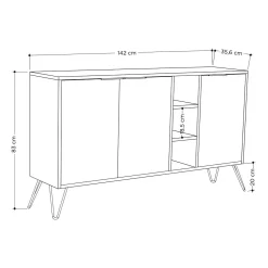 Madie|Credenze > Dmora Credenza marrone e marmo 142x35x83h cm 3 ante - Arlene Grigio, Beige Marmo