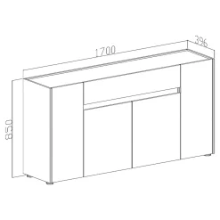 Madie|Credenze > Dmora Credenza Marrone Noce Beige un Cassetto Apertura Battente, Scorrevole 170x40x85h cm, 4 Ante - Cirimido Beige, Marrone Noce