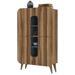 Credenza Marrone Noce blu 7 Ripiani 10 Vani 93x32x144h cm, 2 Ante - Paularo