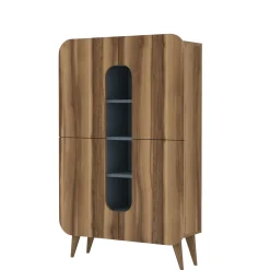 Credenza Marrone Noce blu 7 Ripiani 10 Vani 93x32x144h cm, 2 Ante - Paularo