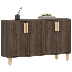 Madie|Credenze > Dmora Credenza Marrone Noce Marrone Rovere 3 Cassetti 2 Ripiani 181x44x84h cm, 2 Ante - Carinola Marrone Rovere, Marrone Noce