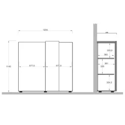 Credenza Marrone Noce Marrone Rovere 4 Ripiani 6 Vani 121x44x114h cm, 2 Ante - Giarole