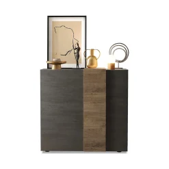 Credenza Marrone Noce Marrone Rovere 4 Ripiani 6 Vani 121x44x114h cm, 2 Ante - Giarole