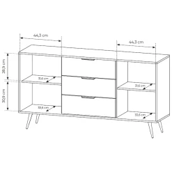 Credenze > Dmora Credenza Marrone Noce Nero 6 Cassetti un Ripiano 163x38x81h cm, Apertura Scorrevole - Kaba Nero, Marrone Noce