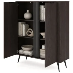 Madie > Dmora Credenza 2 Ripiani Apertura Battente 180x35x78h cm, 4 Ante - Elini Marrone Noce