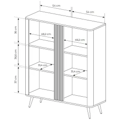 Madie > Dmora Credenza 2 Ripiani Apertura Battente 180x35x78h cm, 4 Ante - Elini Marrone Noce