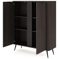 Madie > Dmora Credenza 2 Ripiani Apertura Battente 180x35x78h cm, 4 Ante - Elini Marrone Noce