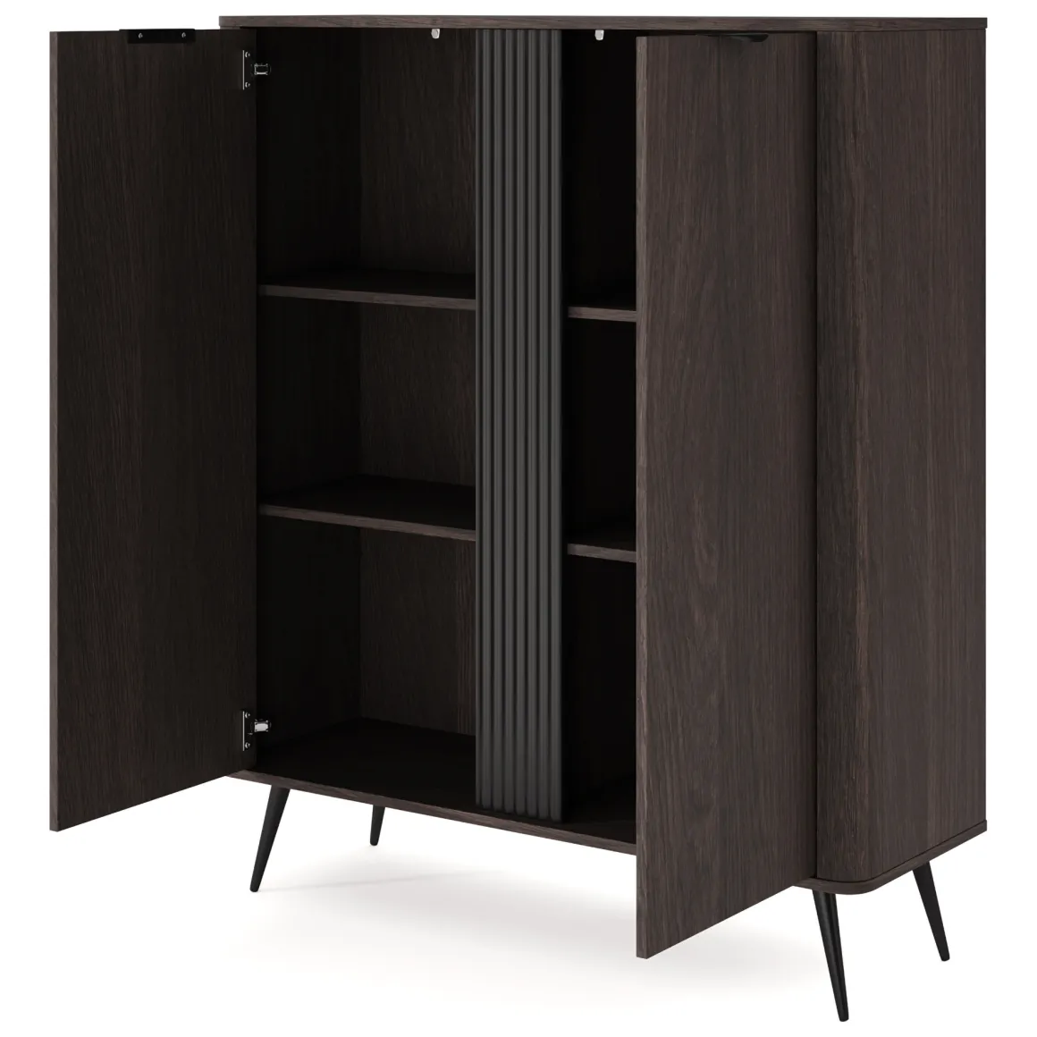 Madie > Dmora Credenza 2 Ripiani Apertura Battente 180x35x78h cm, 4 Ante - Elini Marrone Noce