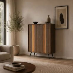 Credenza Marrone Noce 2 Ripiani Apertura Battente 94x40x126h cm, 2 Ante - Hafano