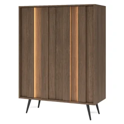 Credenza Marrone Noce 2 Ripiani Apertura Battente 94x40x126h cm, 2 Ante - Hafano