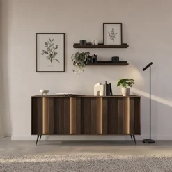 Credenza Marrone Noce 4 Ripiani Apertura Battente 183x40x83h cm, 4 Ante - Haga