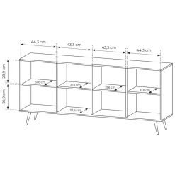 Credenza Marrone Noce 4 Ripiani Apertura Battente 183x40x83h cm, 4 Ante - Haga