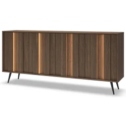 Credenza Marrone Noce 4 Ripiani Apertura Battente 183x40x83h cm, 4 Ante - Haga