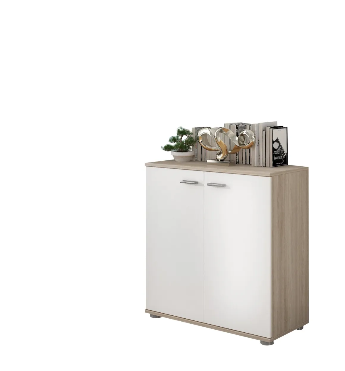 Credenza Marrone Olmo Bianco Cassetti un Ripiano 68x34x74h cm, Apertura Battente - Osteno