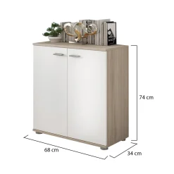 Credenza Marrone Olmo Bianco Cassetti un Ripiano 68x34x74h cm, Apertura Battente - Osteno