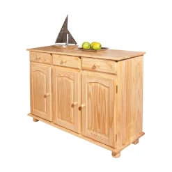 Credenza Marrone Quercia 3 Cassetti un Ripiano 130x43x87h cm, 6 Vani - Gragnano