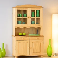 Madie|Credenze > Dmora Credenza un Cassetto 2 Ripiani 88x32x198h cm, Apertura Battente, Scorrevole - Quadri Marrone Quercia