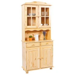 Madie|Credenze > Dmora Credenza un Cassetto 2 Ripiani 88x32x198h cm, Apertura Battente, Scorrevole - Quadri Marrone Quercia