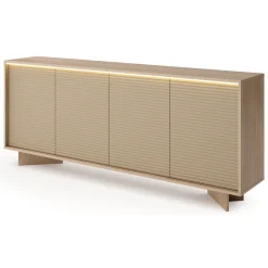 Credenza Marrone Rovere Beige 4 Ripiani Apertura Battente 204x40x84h cm, 4 Ante - Hataga