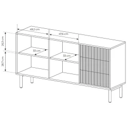 Credenze > Dmora Credenza 3 Cassetti 2 Ripiani 160x38x80h cm, Apertura Battente, Scorrevole - Hamonene Marrone Rovere