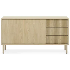 Credenze > Dmora Credenza 3 Cassetti 2 Ripiani 160x38x80h cm, Apertura Battente, Scorrevole - Hamonene Marrone Rovere
