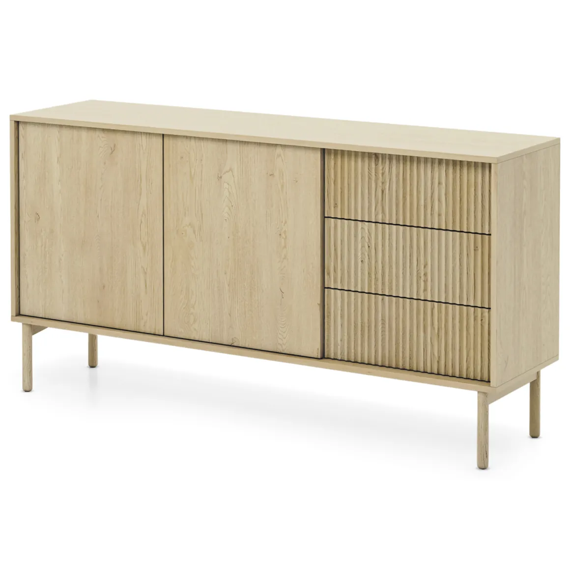 Credenze > Dmora Credenza 3 Cassetti 2 Ripiani 160x38x80h cm, Apertura Battente, Scorrevole - Hamonene Marrone Rovere