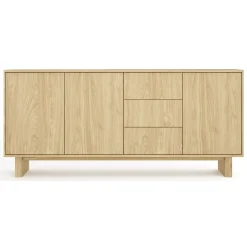 Credenze > Dmora Credenza 3 Cassetti 6 Ripiani 130x32x198h cm, 12 Vani - Presezzo Marrone Rovere