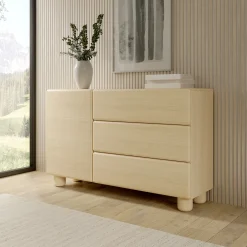 Credenza Marrone Rovere 3 Cassetti un Ripiano 130x38x80h cm, Apertura Battente, Scorrevole - Hanerito