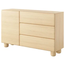 Credenza Marrone Rovere 3 Cassetti un Ripiano 130x38x80h cm, Apertura Battente, Scorrevole - Hanerito