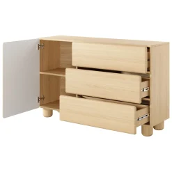 Credenza Marrone Rovere 3 Cassetti un Ripiano 130x38x80h cm, Apertura Battente, Scorrevole - Hanerito