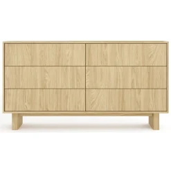 Credenza Marrone Rovere 6 Cassetti un Ripiano 154x38x83h cm, Apertura Scorrevole - Hasimi