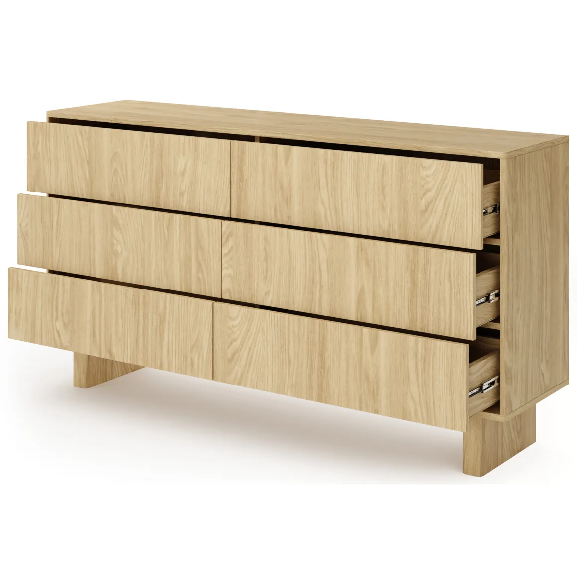 Credenza Marrone Rovere 6 Cassetti un Ripiano 154x38x83h cm, Apertura Scorrevole - Hasimi