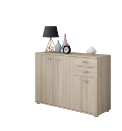 Madie|Credenze > Dmora Credenza 2 Cassetti un Ripiano 103x34x74h cm, Apertura Battente - Meldola Marrone Rovere Nodi
