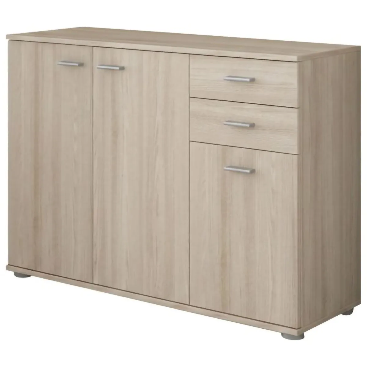 Madie|Credenze > Dmora Credenza 2 Cassetti un Ripiano 103x34x74h cm, Apertura Battente - Meldola Marrone Rovere Nodi