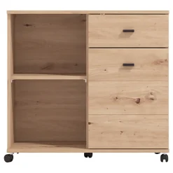 Credenza Marrone Rovere Nodi 2 Ripiani un Cassetto 77x35x72h cm, 3 Vani - Majuli