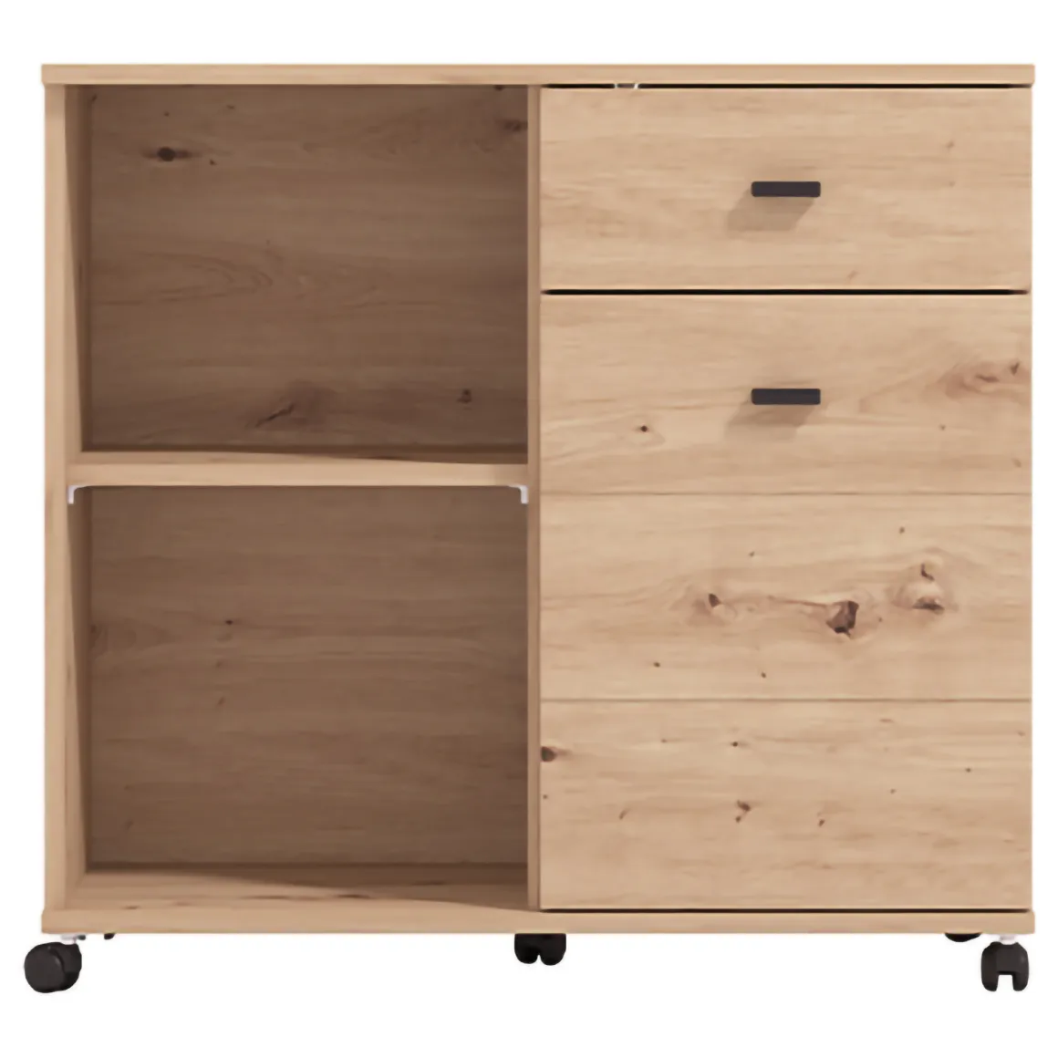 Credenza Marrone Rovere Nodi 2 Ripiani un Cassetto 77x35x72h cm, 3 Vani - Majuli