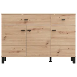 Credenza Marrone Rovere Nodi 3 Ripiani 2 Cassetti 116x35x78h cm, 4 Vani - Jerico