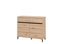 Credenza Marrone Rovere Nodi Nero 2 Cassetti 2 Ripiani 106x40x90h cm, Apertura Battente, Scorrevole - Giarree